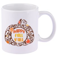 Happy Fall Yall Festive Pumpkin 11oz C Handle Ceramic Mug