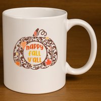 Happy Fall Yall Festive Pumpkin 11oz C Handle Ceramic Mug