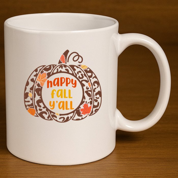 Happy Fall Yall Festive Pumpkin 11oz C Handle Ceramic Mug