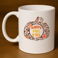 Happy Fall Yall Festive Pumpkin 11oz C Handle Ceramic Mug