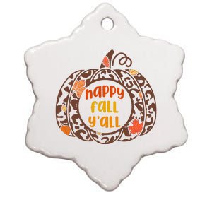 Happy Fall Yall Festive Pumpkin Ceramic Star Ornament