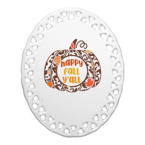 Happy Fall Yall Festive Pumpkin Ceramic Oval Ornament