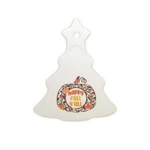 Happy Fall Yall Festive Pumpkin Ceramic Tree Ornament