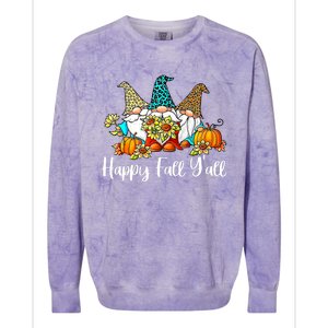 Happy Fall Y'all Gnome Autumn Gnomes Pumpkin Spice Season Colorblast Crewneck Sweatshirt