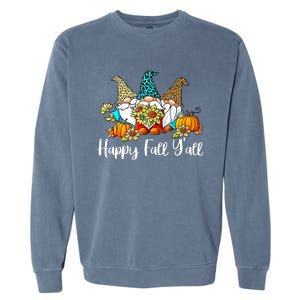 Happy Fall Y'all Gnome Autumn Gnomes Pumpkin Spice Season Garment-Dyed Sweatshirt