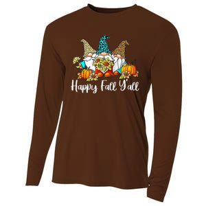 Happy Fall Y'all Gnome Autumn Gnomes Pumpkin Spice Season Cooling Performance Long Sleeve Crew