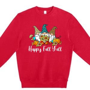 Happy Fall Y'all Gnome Autumn Gnomes Pumpkin Spice Season Premium Crewneck Sweatshirt