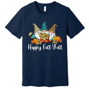 Happy Fall Y'all Gnome Autumn Gnomes Pumpkin Spice Season Premium T-Shirt