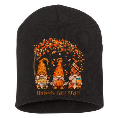 Happy Fall YAll Gnome Autumn Gnomes Pumpkin Spice Season Short Acrylic Beanie