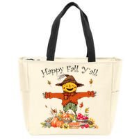Happy Fall Yall Scarecrow Pumpkin Thanksgiving Halloween Zip Tote Bag