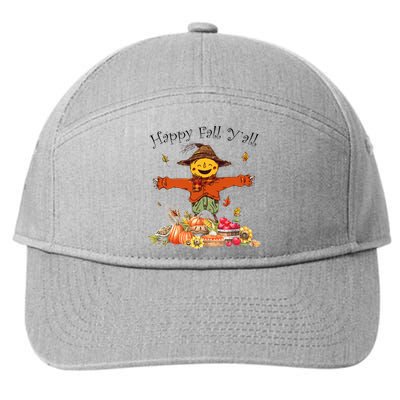 Happy Fall Yall Scarecrow Pumpkin Thanksgiving Halloween 7-Panel Snapback Hat