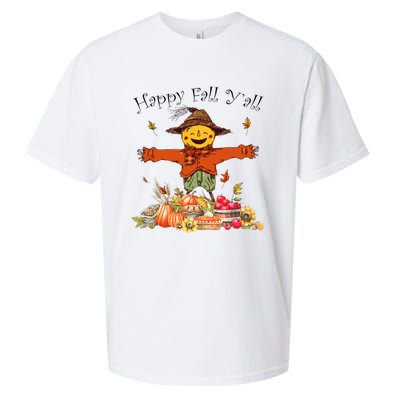 Happy Fall Yall Scarecrow Pumpkin Thanksgiving Halloween Sueded Cloud Jersey T-Shirt