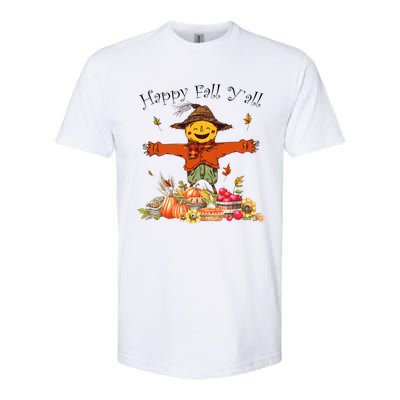 Happy Fall Yall Scarecrow Pumpkin Thanksgiving Halloween Softstyle® CVC T-Shirt