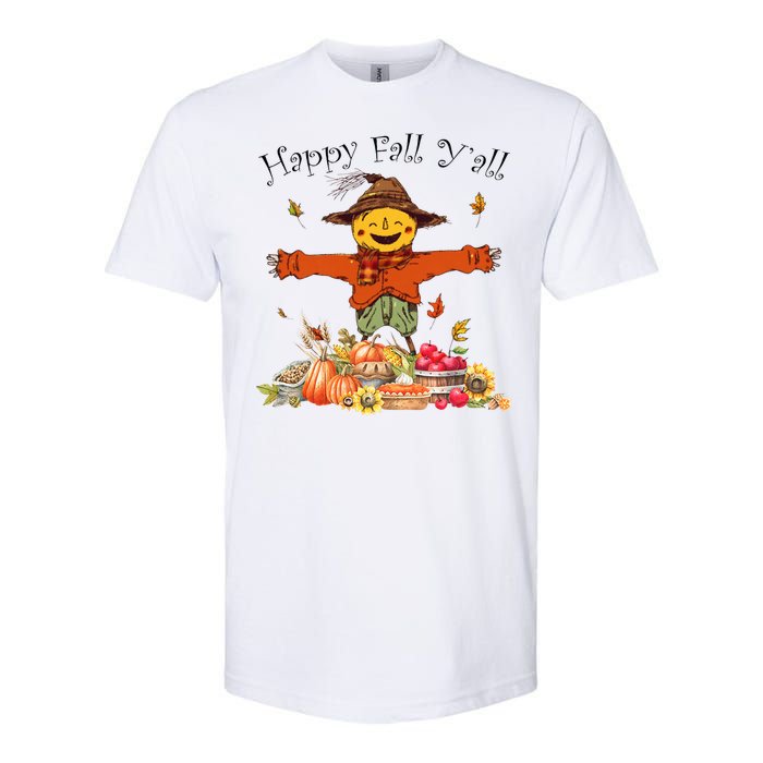 Happy Fall Yall Scarecrow Pumpkin Thanksgiving Halloween Softstyle CVC T-Shirt