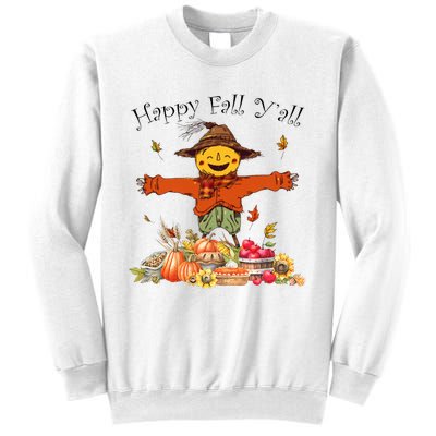 Happy Fall Yall Scarecrow Pumpkin Thanksgiving Halloween Sweatshirt