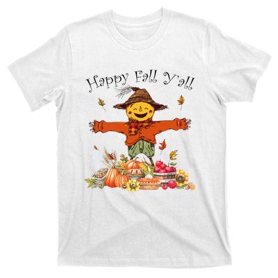 Happy Fall Yall Scarecrow Pumpkin Thanksgiving Halloween T-Shirt