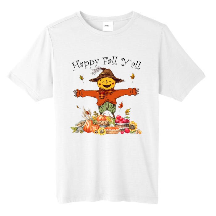 Happy Fall Yall Scarecrow Pumpkin Thanksgiving Halloween Tall Fusion ChromaSoft Performance T-Shirt