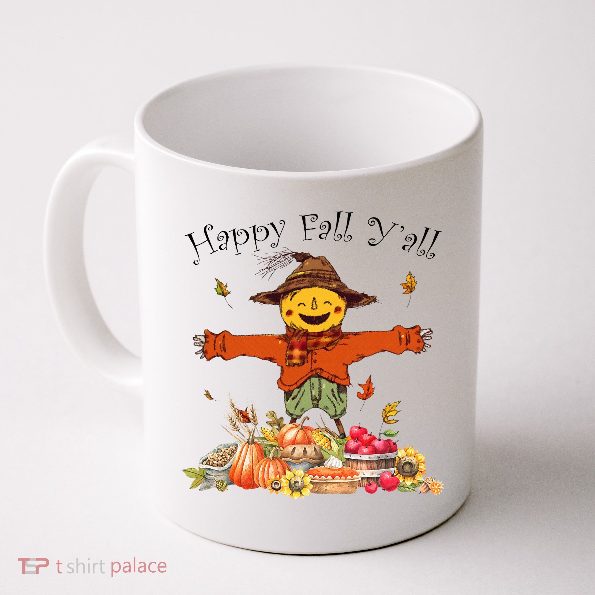 Happy Fall Yall Scarecrow Pumpkin Thanksgiving Halloween Mug