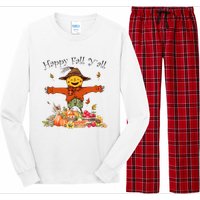 Happy Fall Yall Scarecrow Pumpkin Thanksgiving Halloween Long Sleeve Pajama Set