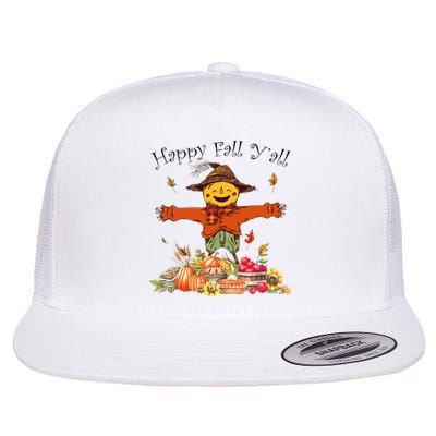 Happy Fall Yall Scarecrow Pumpkin Thanksgiving Halloween Flatbill Hat