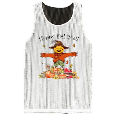 Happy Fall Yall Scarecrow Pumpkin Thanksgiving Halloween Mesh Reversible Basketball Jersey Tank