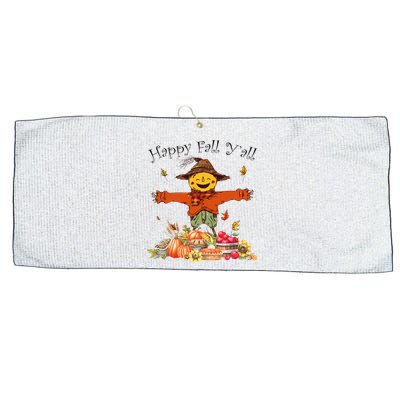 Happy Fall Yall Scarecrow Pumpkin Thanksgiving Halloween Large Microfiber Waffle Golf Towel