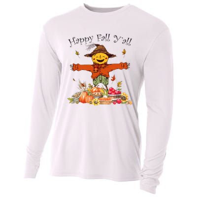 Happy Fall Yall Scarecrow Pumpkin Thanksgiving Halloween Cooling Performance Long Sleeve Crew