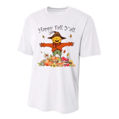 Happy Fall Yall Scarecrow Pumpkin Thanksgiving Halloween Performance Sprint T-Shirt