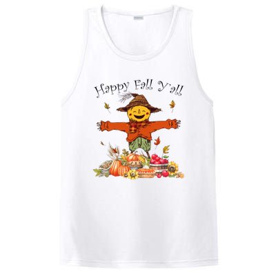 Happy Fall Yall Scarecrow Pumpkin Thanksgiving Halloween PosiCharge Competitor Tank