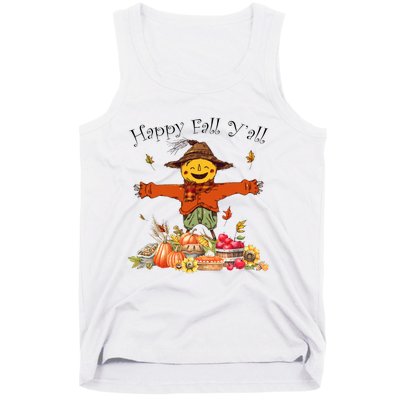 Happy Fall Yall Scarecrow Pumpkin Thanksgiving Halloween Tank Top