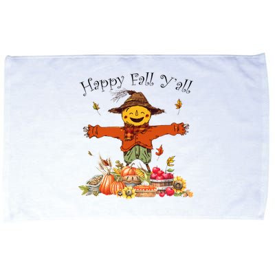 Happy Fall Yall Scarecrow Pumpkin Thanksgiving Halloween Microfiber Hand Towel