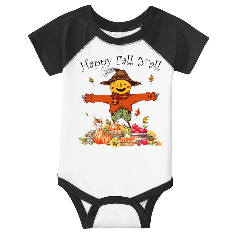 Happy Fall Yall Scarecrow Pumpkin Thanksgiving Halloween Infant Baby Jersey Bodysuit