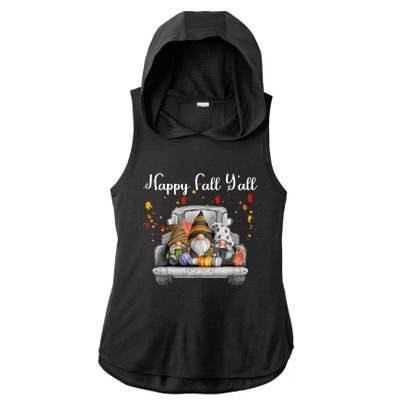 Happy Fall YAll Gnomes Pumpkin Truck Autumn Funny Holiday Ladies PosiCharge Tri-Blend Wicking Draft Hoodie Tank