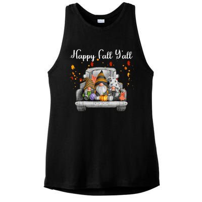 Happy Fall YAll Gnomes Pumpkin Truck Autumn Funny Holiday Ladies PosiCharge Tri-Blend Wicking Tank