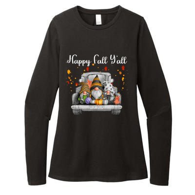 Happy Fall YAll Gnomes Pumpkin Truck Autumn Funny Holiday Womens CVC Long Sleeve Shirt