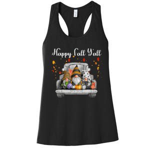 Happy Fall YAll Gnomes Pumpkin Truck Autumn Funny Holiday Women's Racerback Tank