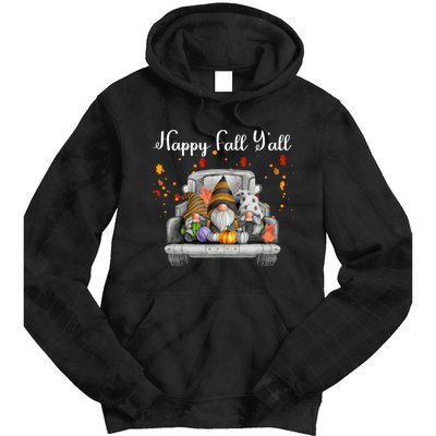 Happy Fall YAll Gnomes Pumpkin Truck Autumn Funny Holiday Tie Dye Hoodie