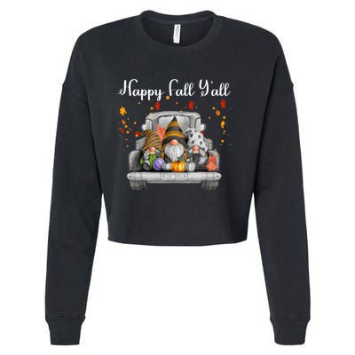 Happy Fall YAll Gnomes Pumpkin Truck Autumn Funny Holiday Cropped Pullover Crew