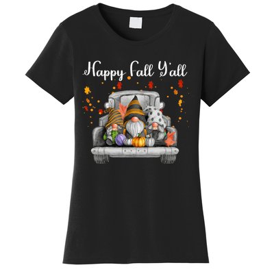 Happy Fall YAll Gnomes Pumpkin Truck Autumn Funny Holiday Women's T-Shirt