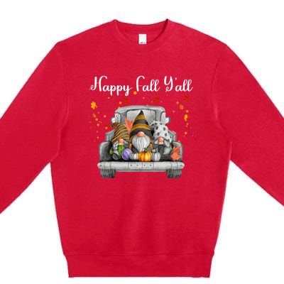 Happy Fall YAll Gnomes Pumpkin Truck Autumn Funny Holiday Premium Crewneck Sweatshirt