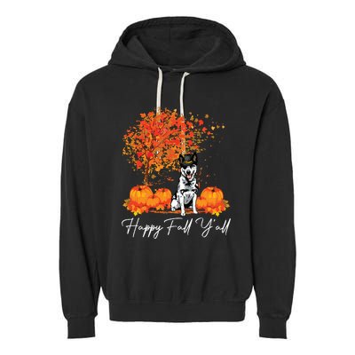 Happy Fall YAll Pumpkin Australian Cattle Dog Thanksgiving Long Sleeve Garment-Dyed Fleece Hoodie