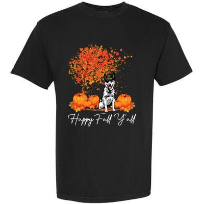 Happy Fall YAll Pumpkin Australian Cattle Dog Thanksgiving Long Sleeve Garment-Dyed Heavyweight T-Shirt