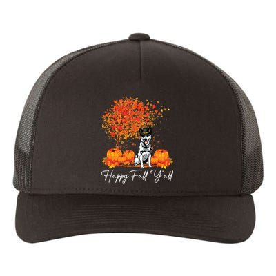 Happy Fall YAll Pumpkin Australian Cattle Dog Thanksgiving Long Sleeve Yupoong Adult 5-Panel Trucker Hat