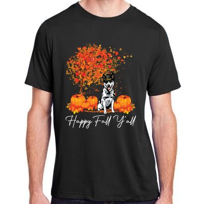 Happy Fall YAll Pumpkin Australian Cattle Dog Thanksgiving Long Sleeve Adult ChromaSoft Performance T-Shirt