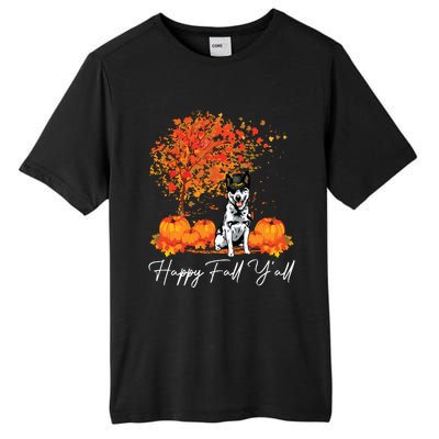 Happy Fall YAll Pumpkin Australian Cattle Dog Thanksgiving Long Sleeve Tall Fusion ChromaSoft Performance T-Shirt