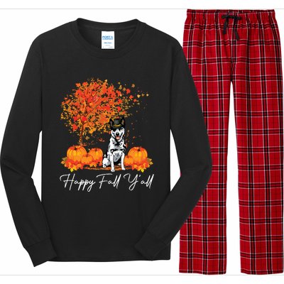 Happy Fall YAll Pumpkin Australian Cattle Dog Thanksgiving Long Sleeve Long Sleeve Pajama Set