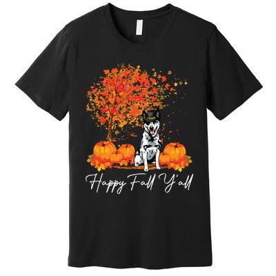 Happy Fall YAll Pumpkin Australian Cattle Dog Thanksgiving Long Sleeve Premium T-Shirt