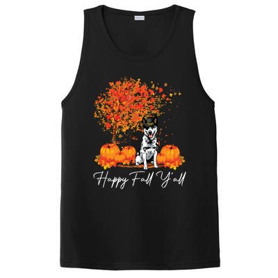 Happy Fall YAll Pumpkin Australian Cattle Dog Thanksgiving Long Sleeve PosiCharge Competitor Tank