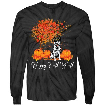 Happy Fall YAll Pumpkin Australian Cattle Dog Thanksgiving Long Sleeve Tie-Dye Long Sleeve Shirt