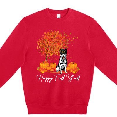 Happy Fall YAll Pumpkin Australian Cattle Dog Thanksgiving Long Sleeve Premium Crewneck Sweatshirt